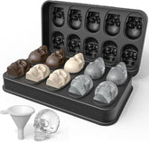 3D skull ice cube mold made of BPA-free food-grade silicone, ideal for Halloween and spooky parties